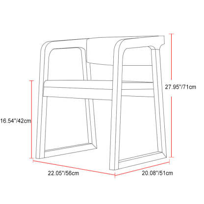 Chinese Wood Veneer Dining Chair — Black Armrest + Beige Leather Pad