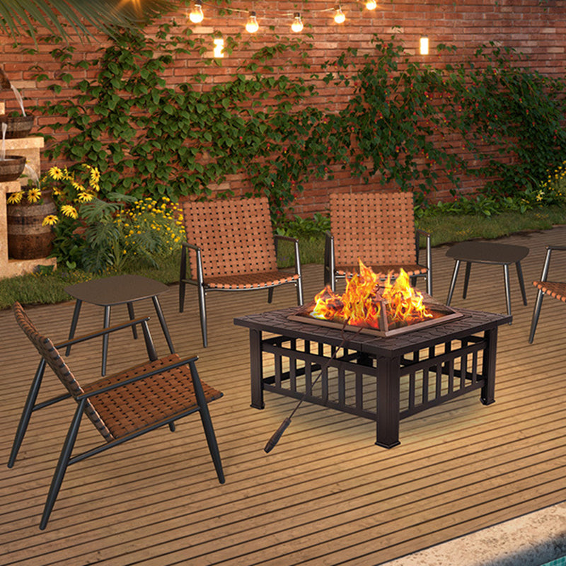 Rustic Aluminum Leather Rattan Accent Chair