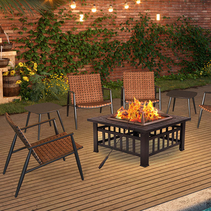 Rustic Aluminum Leather Rattan Accent Chair