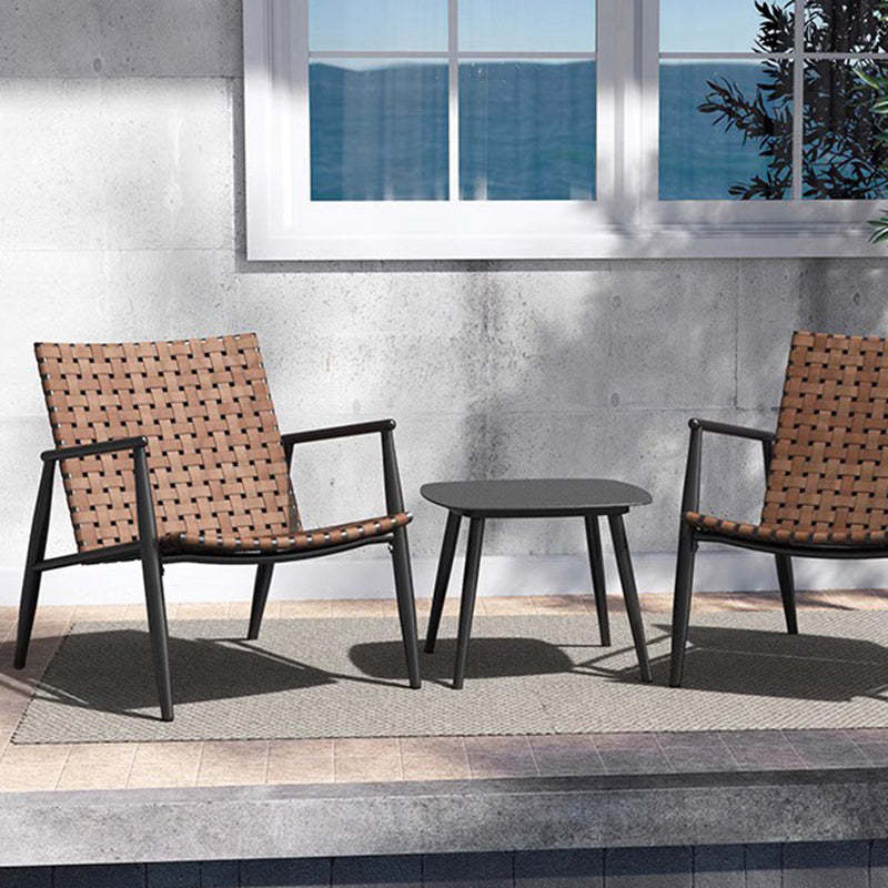 Rustic Aluminum Leather Rattan Accent Chair