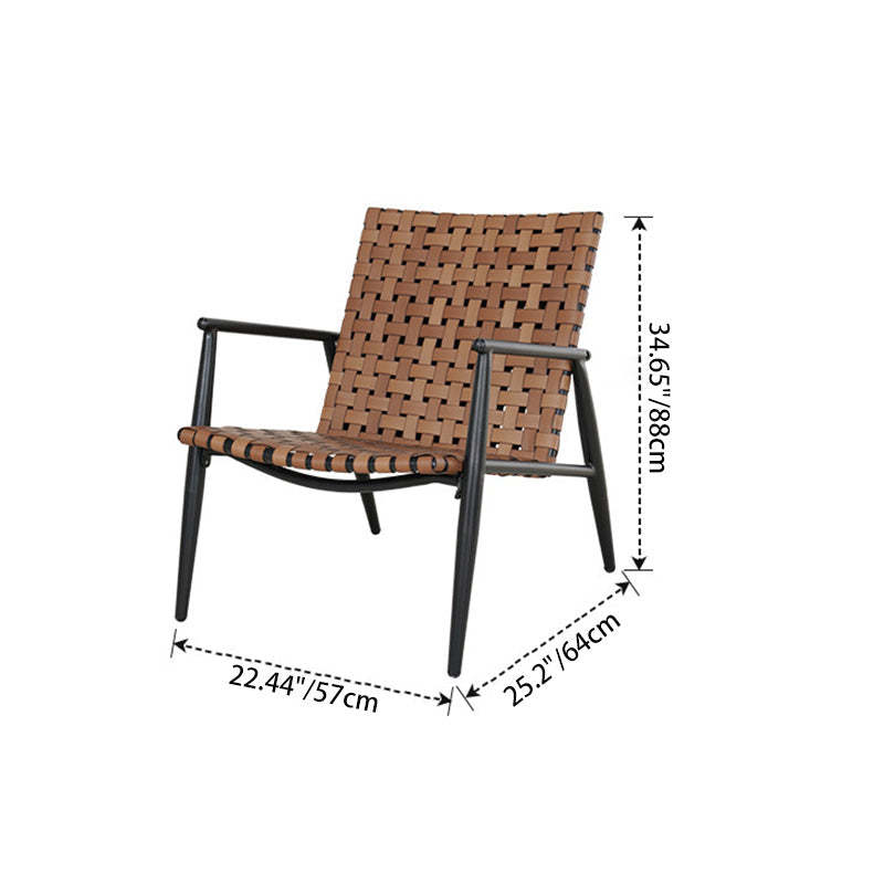 Rustic Aluminum Leather Rattan Accent Chair