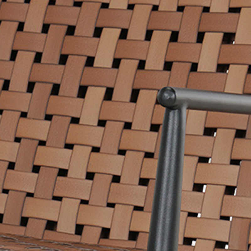 Rustic Aluminum Leather Rattan Accent Chair
