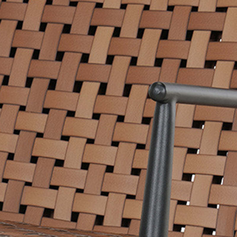 Rustic Aluminum Leather Rattan Accent Chair