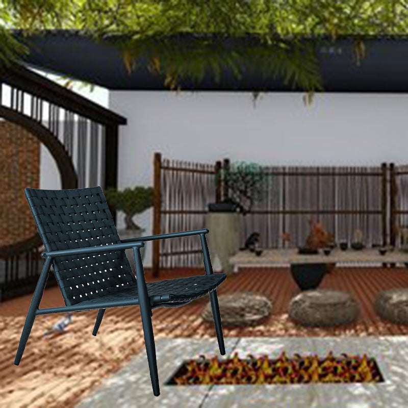 Rustic Aluminum Leather Rattan Accent Chair