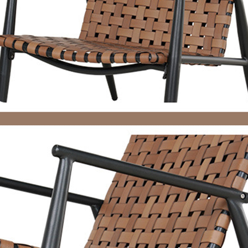 Rustic Aluminum Leather Rattan Accent Chair