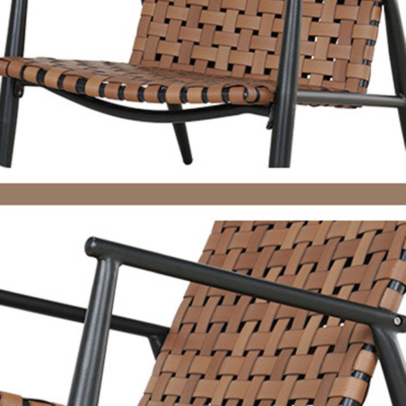 Rustic Aluminum Leather Rattan Accent Chair