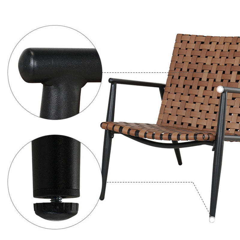 Rustic Aluminum Leather Rattan Accent Chair