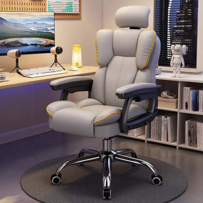Scandinavian Leather Steel Swivel Lift Desk Chair — Aluminum With Footrest / Pink