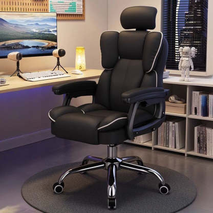 Scandinavian Leather Steel Swivel Lift Desk Chair