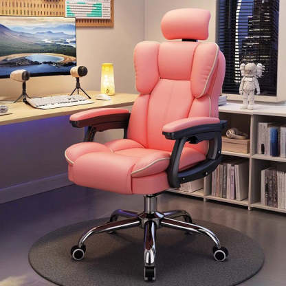 Scandinavian Leather Steel Swivel Lift Desk Chair — Steel Without Footrest / Black