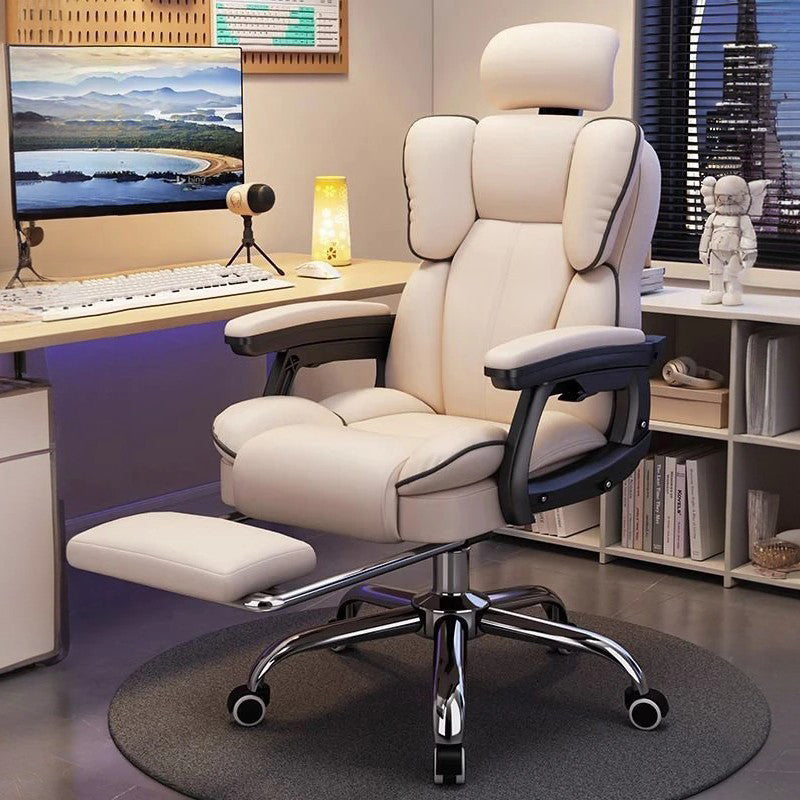 Scandinavian Leather Steel Swivel Lift Desk Chair