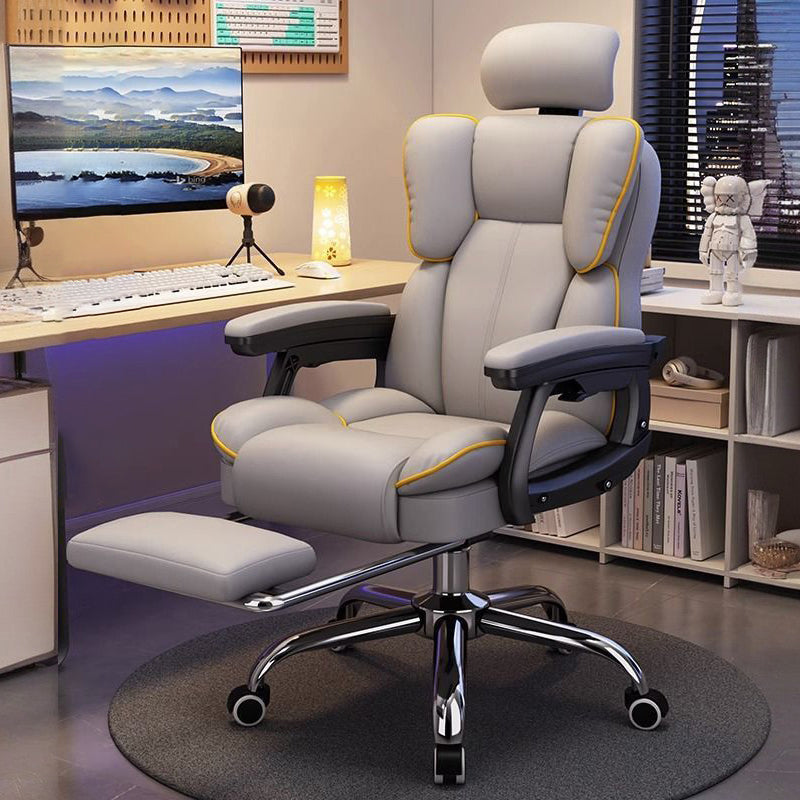 Scandinavian Leather Steel Swivel Lift Desk Chair