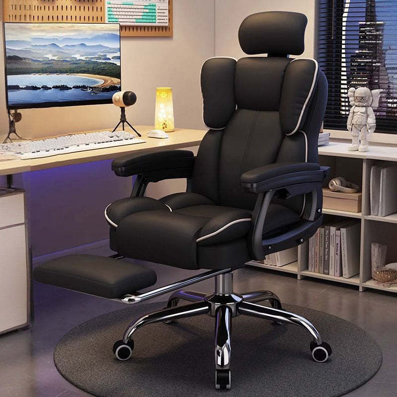 Scandinavian Leather Steel Swivel Lift Desk Chair