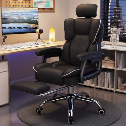 Scandinavian Leather Steel Swivel Lift Desk Chair