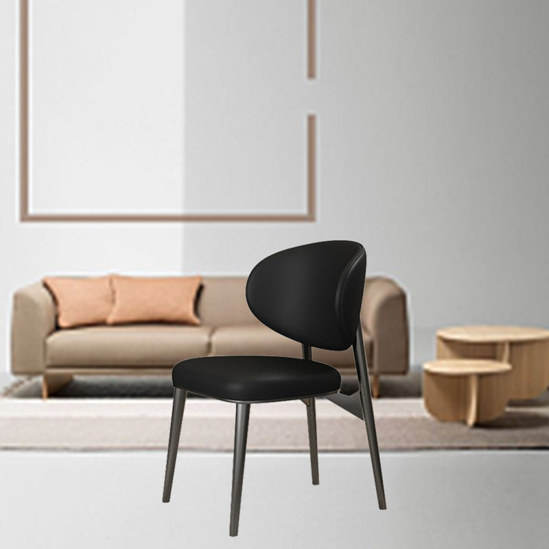 Minimalist Curved Leather Steel Dining Chair