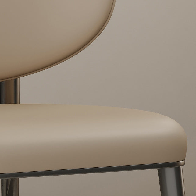 Minimalist Curved Leather Steel Dining Chair
