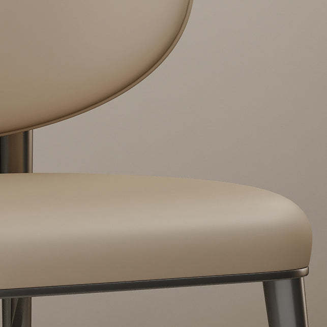 Minimalist Curved Leather Steel Dining Chair