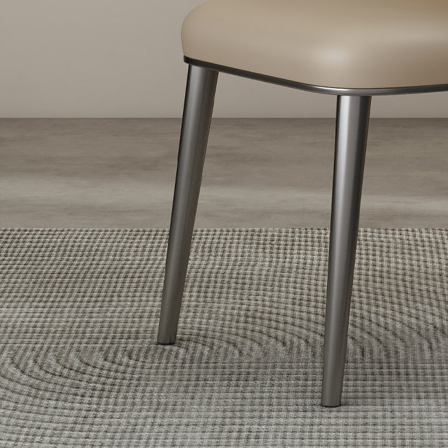Minimalist Curved Leather Steel Dining Chair