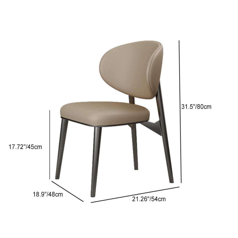 Minimalist Curved Leather Steel Dining Chair