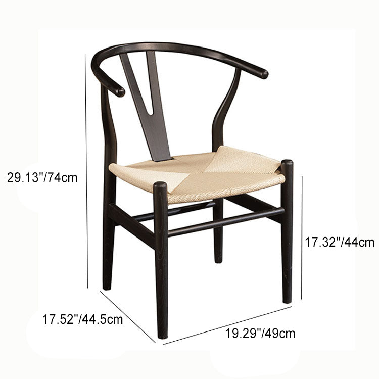Minimalist Wood Rope Dining Chair — Walnut Color Frame + Beige Rope