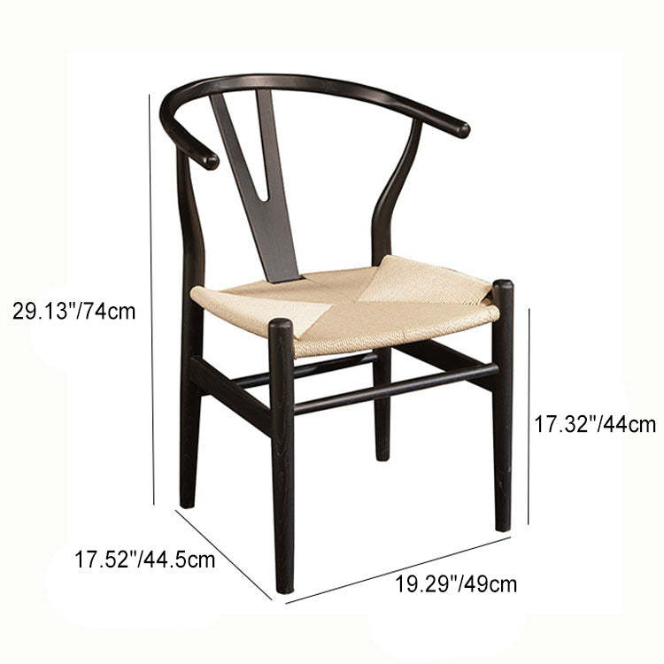 Minimalist Wood Rope Dining Chair — Walnut Color Frame + Beige Rope