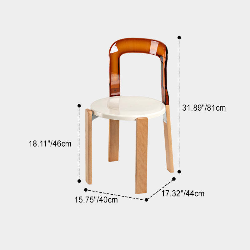 Scandinavian Wood Dining Chair — Transparent Backrest + Black Seat