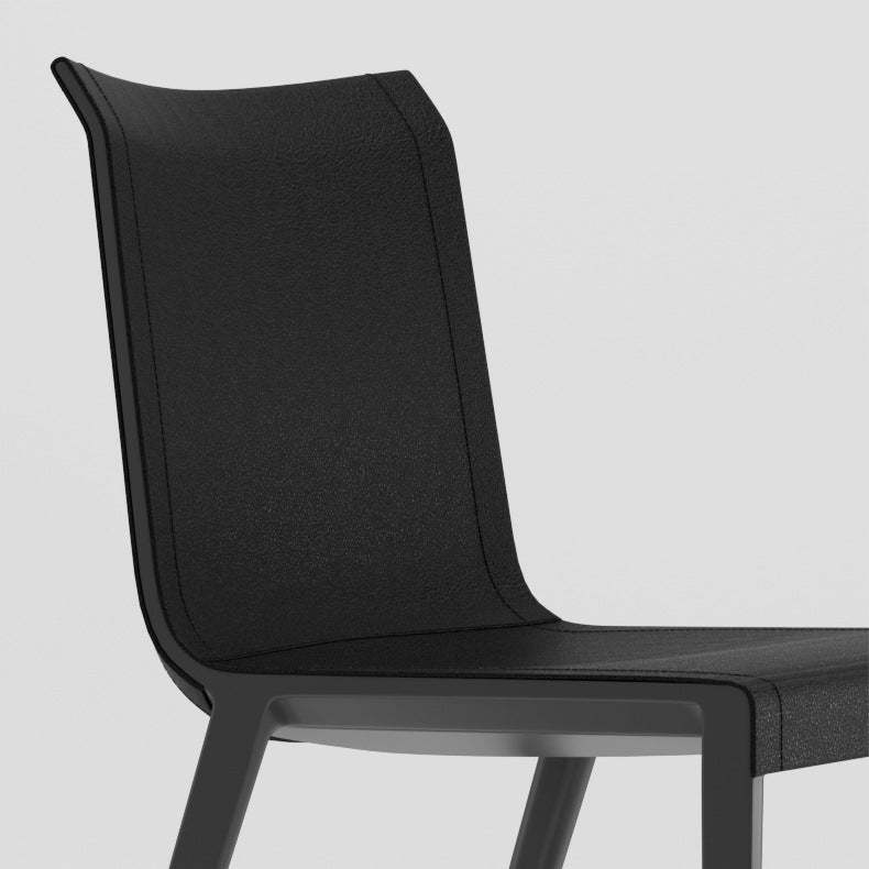 Minimalist Aluminum Leather Dining Chair — Cowhide Leather - White
