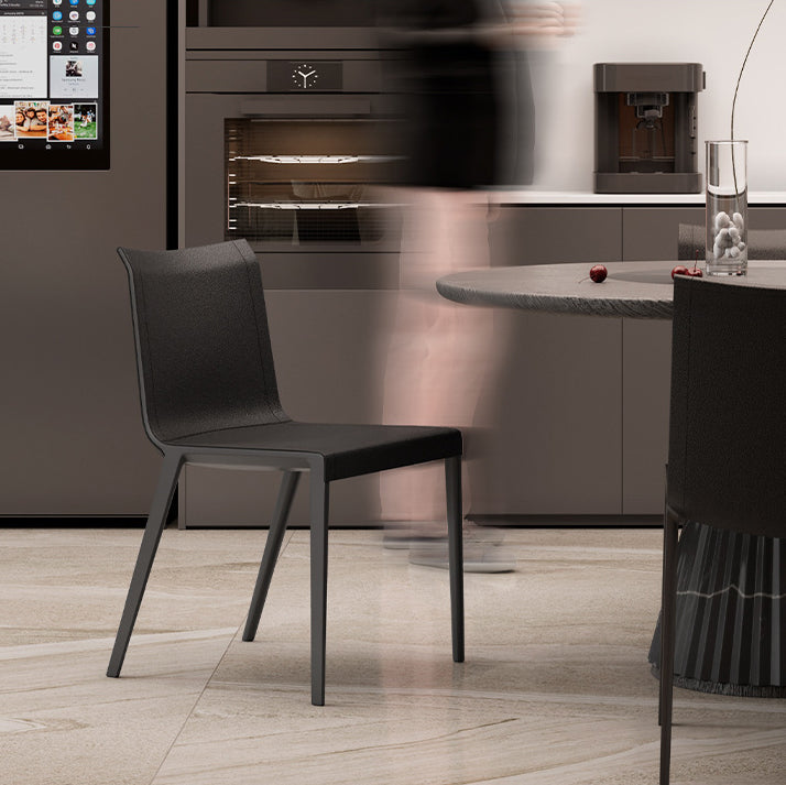Minimalist Aluminum Leather Dining Chair