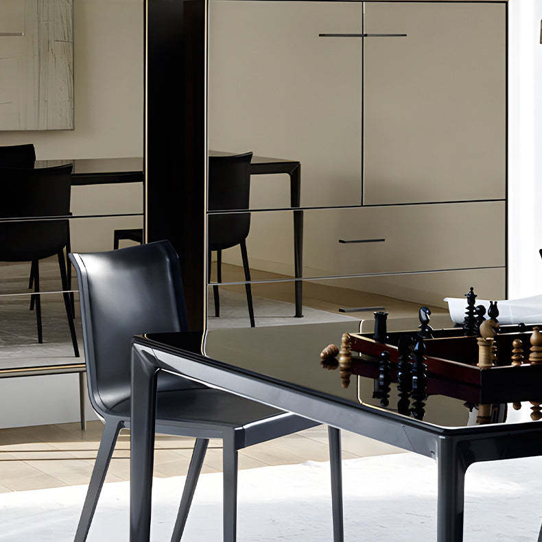 Minimalist Aluminum Leather Dining Chair — Saddle Leather - White