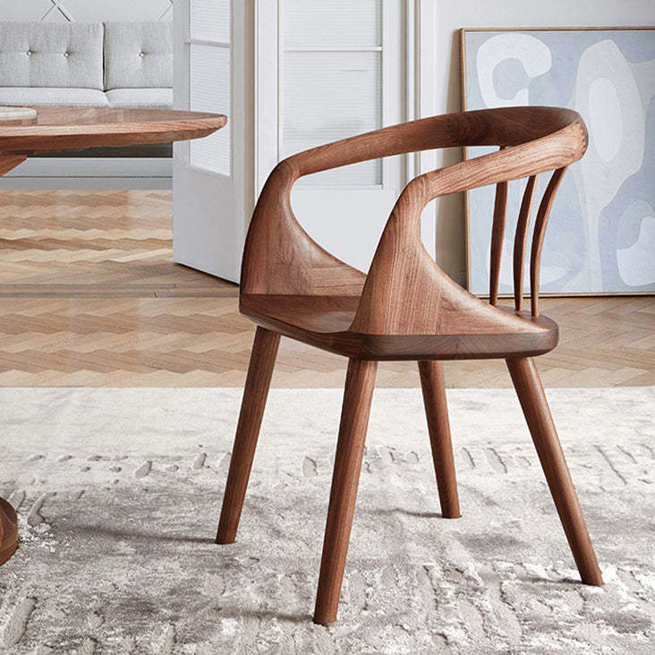 Vintage Curved Wood Dining Chair — Original Wood Color