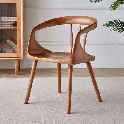 Vintage Curved Wood Dining Chair