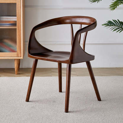 Vintage Curved Wood Dining Chair
