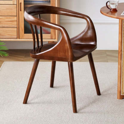 Vintage Curved Wood Dining Chair — Cherry Wood Color