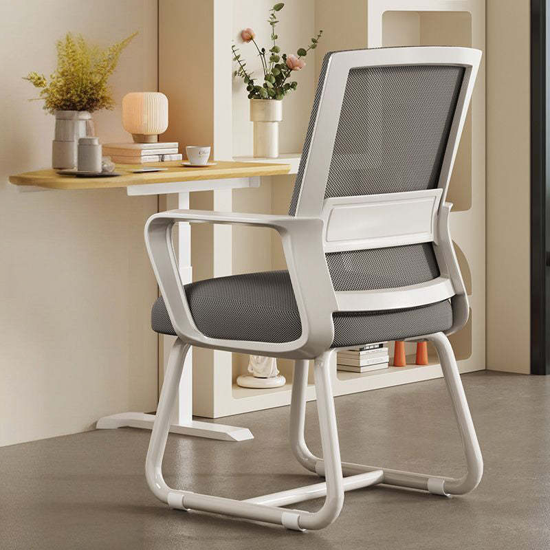 Minimalist Steel Mesh Desk Chair — White Frame + Black Mesh