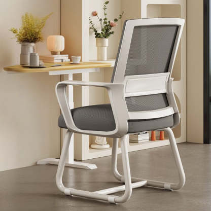 Minimalist Steel Mesh Desk Chair — White Frame + Black Mesh