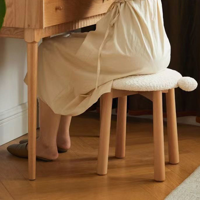 Nordic Wood Lambswool Vanity Stool