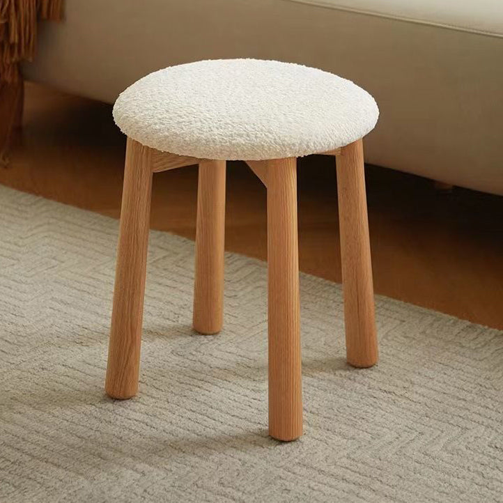 Nordic Wood Lambswool Vanity Stool