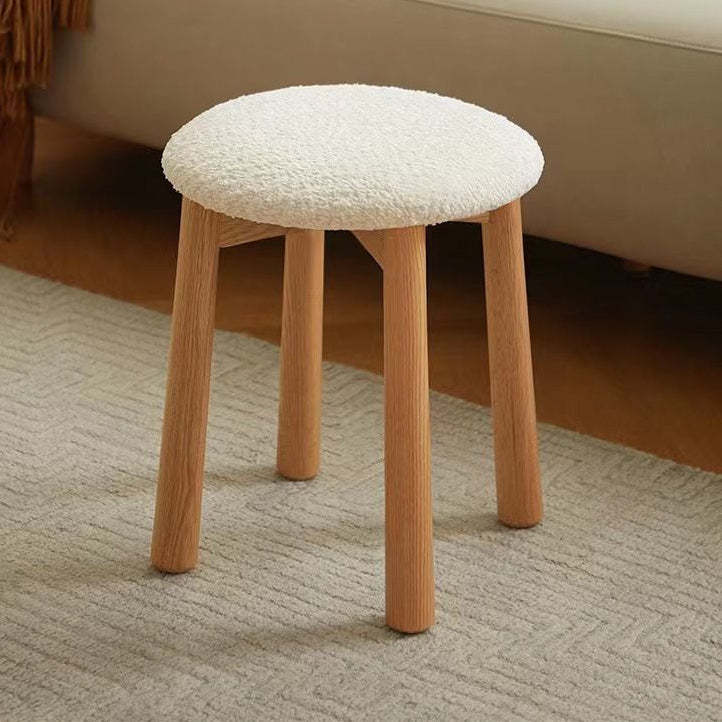 Nordic Wood Lambswool Vanity Stool