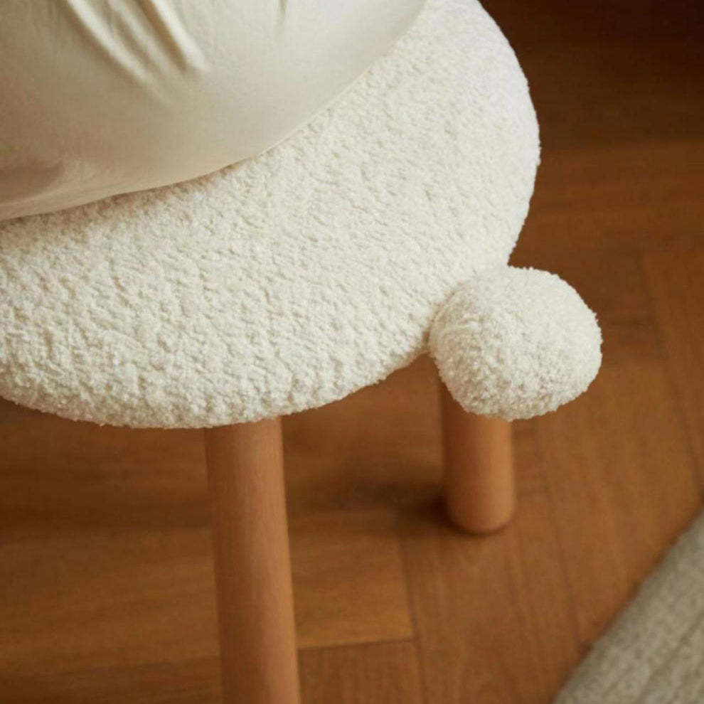 Nordic Wood Lambswool Vanity Stool