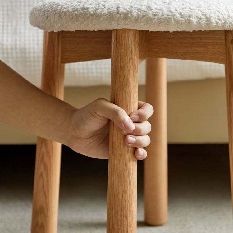 Nordic Wood Lambswool Vanity Stool