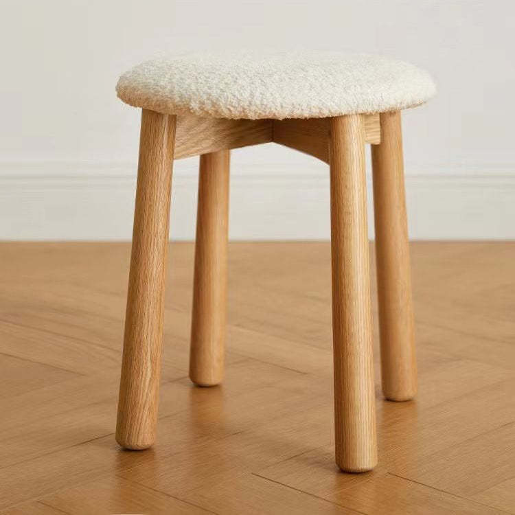 Nordic Wood Lambswool Vanity Stool