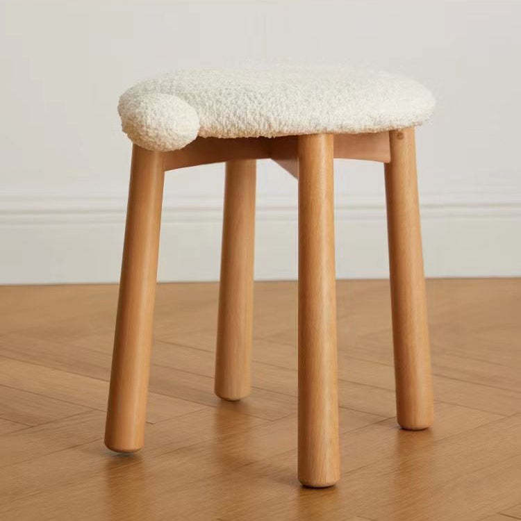 Nordic Wood Lambswool Vanity Stool