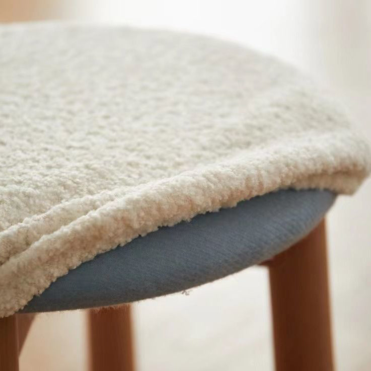 Nordic Wood Lambswool Vanity Stool