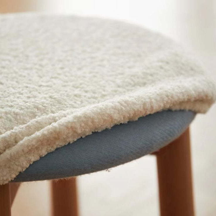 Nordic Wood Lambswool Vanity Stool
