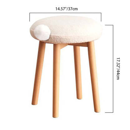 Nordic Wood Lambswool Vanity Stool — B / White