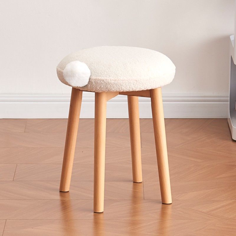 Nordic Wood Lambswool Vanity Stool