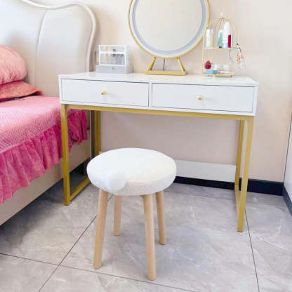 Nordic Wood Lambswool Vanity Stool