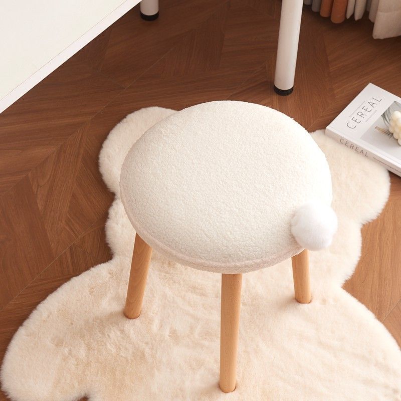 Nordic Wood Lambswool Vanity Stool