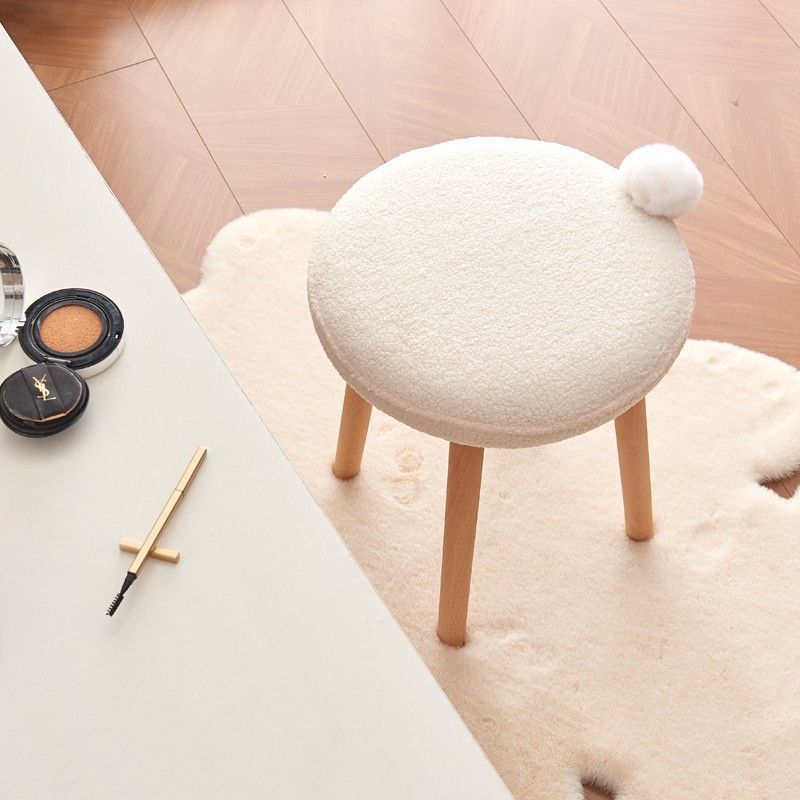 Nordic Wood Lambswool Vanity Stool