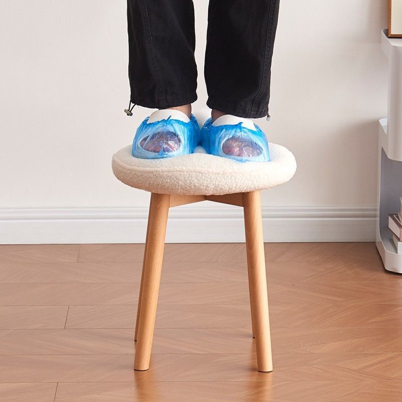 Nordic Wood Lambswool Vanity Stool